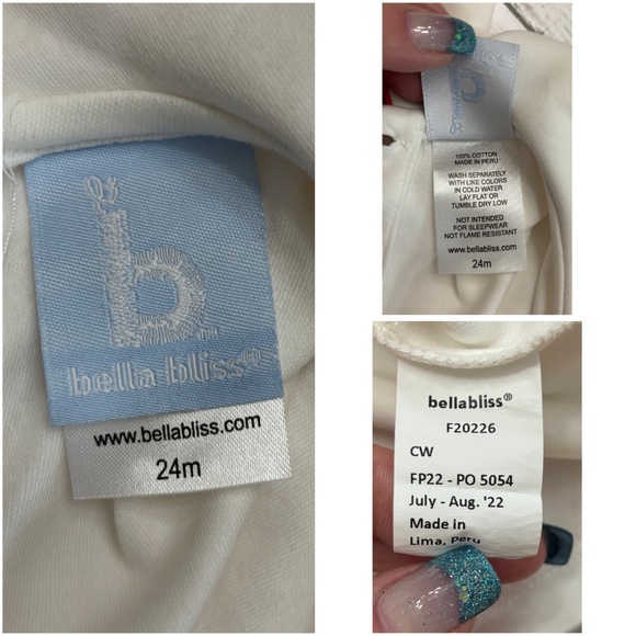 Bella Bliss Girl’s Berkley Overall w/Long Sleeve Pima Scallop Top (Size 24M) - Picture 8 of 9